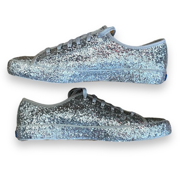 Keds X Kate Spade New York All-over Glitter Sneakers Flats Silver Size 8 - Picture 6 of 10